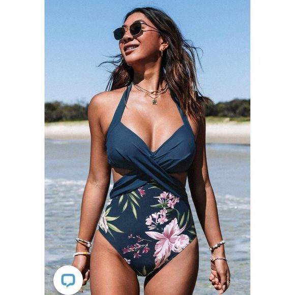 Cupshe Other - CUPSHE Winter Fantasy Wrap Front Cutout One Piece Swimsuit Size XL -NWT